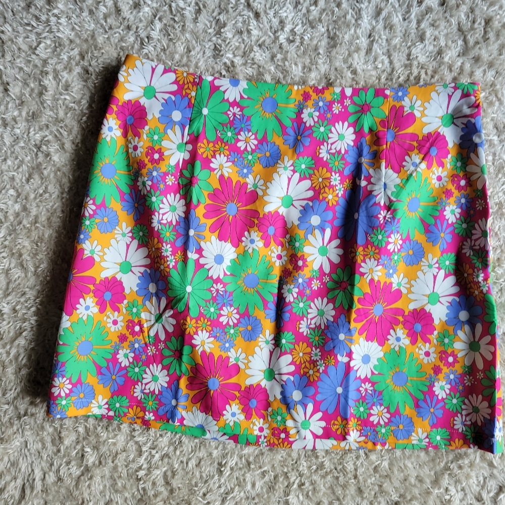 SHEIN 70S RETRO MINI SKIRT FLORAL PATTERN SIZE 2X - Picture 2 of 7